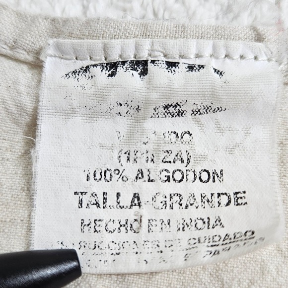 Vintage 100% Cotton Embroidered Button Front Maxi Dress Boho Cottagecore Cream L - Picture 6 of 8